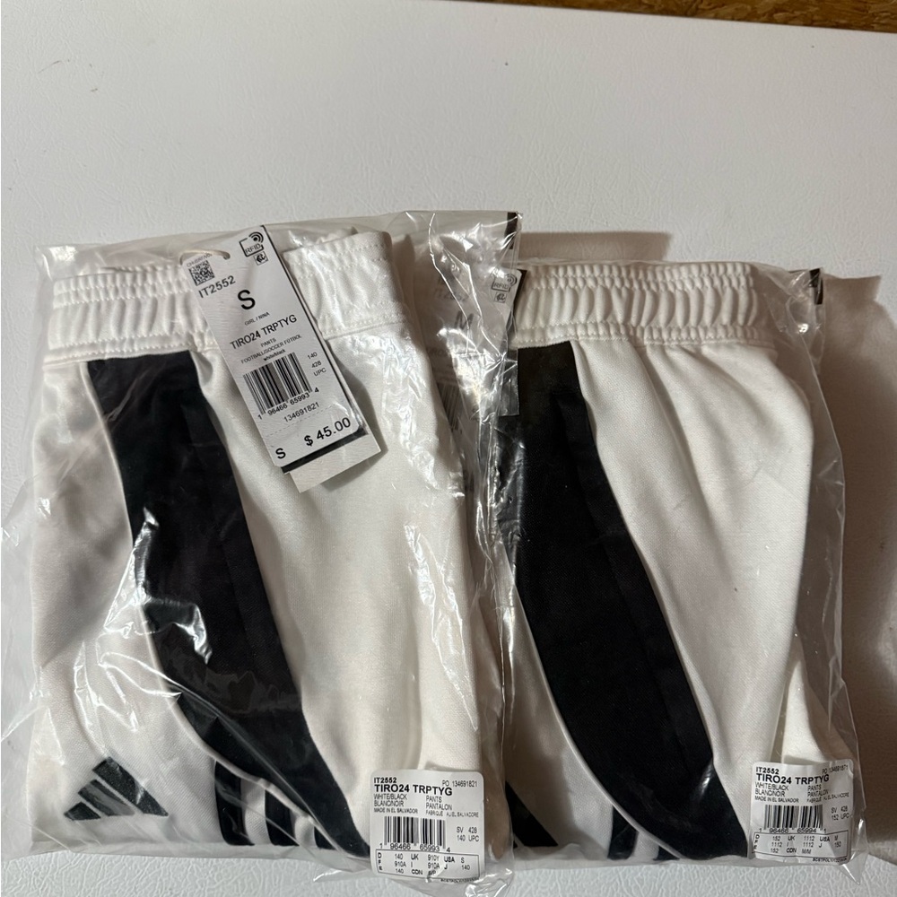 Adidas Kids White Joggers with Black Stripes - Picture 4 of 5
